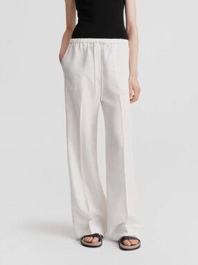 Totême Fluid Linen Blend Drawstring Wide Leg Pants